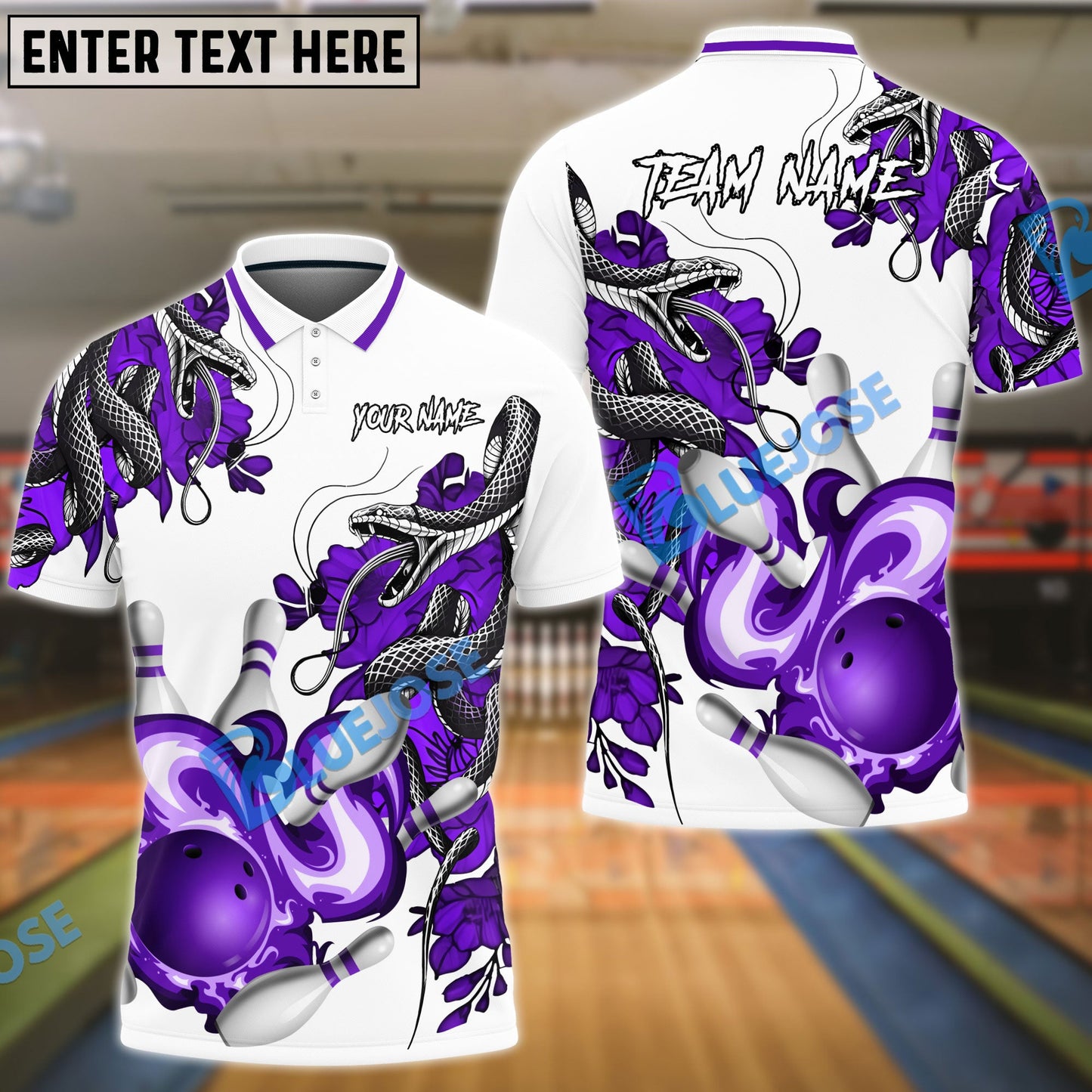 Frenzideas Bowling And Pins Snake Pattern Customized Name 3D Shirt (4 Colors)