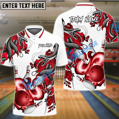 Frenzideas Bowling And Pins Snake Pattern Customized Name 3D Shirt (4 Colors)