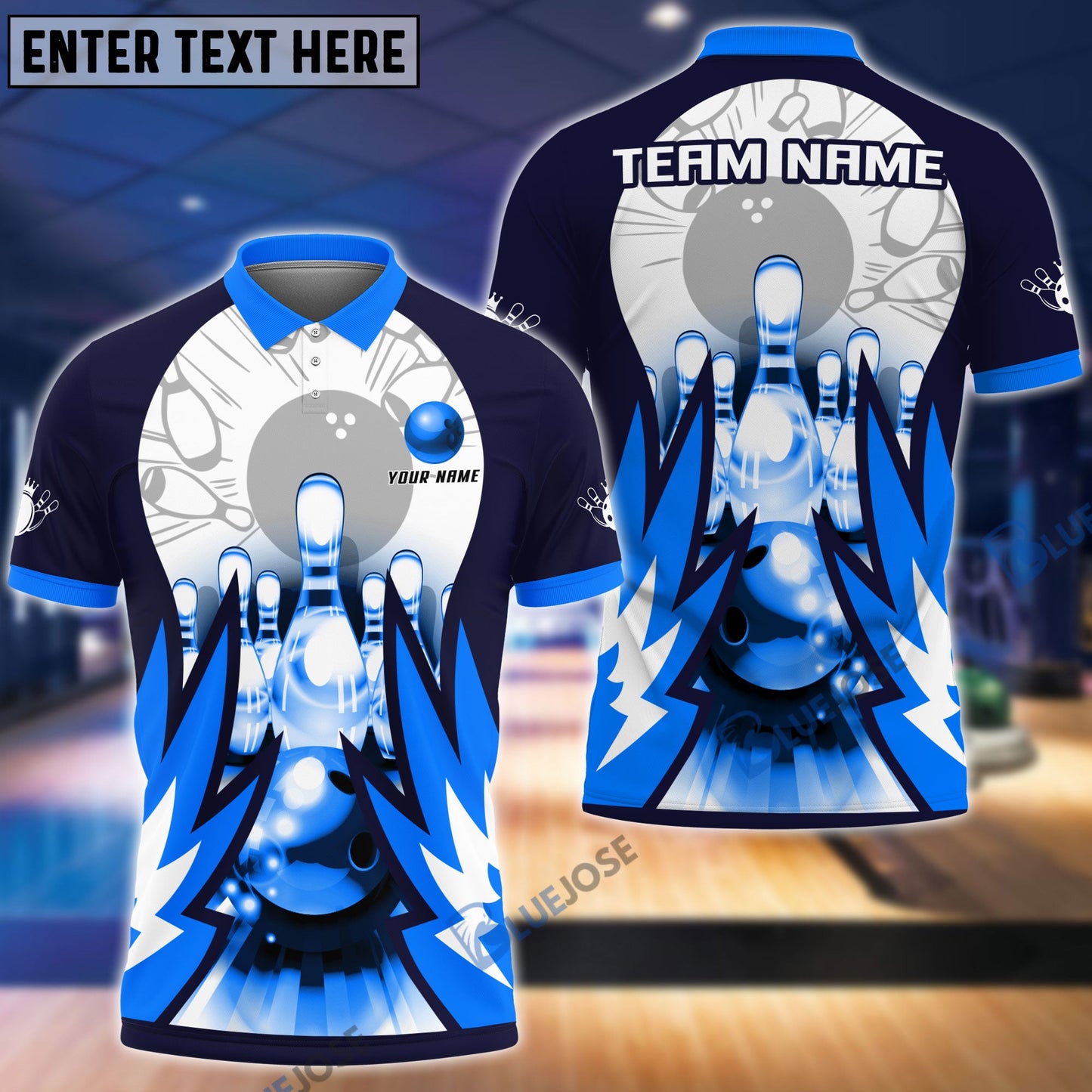 Frenzideas Bowling And Pins Wing Pattern Customized Name, Team Name 3D Shirt (4 Colors)