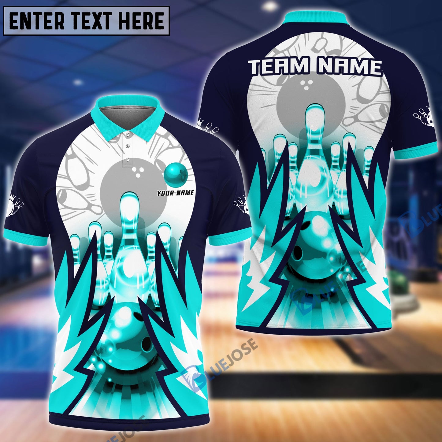 Frenzideas Bowling And Pins Wing Pattern Customized Name, Team Name 3D Shirt (4 Colors)