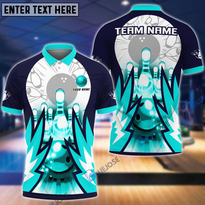 Frenzideas Bowling And Pins Wing Pattern Customized Name, Team Name 3D Shirt (4 Colors)