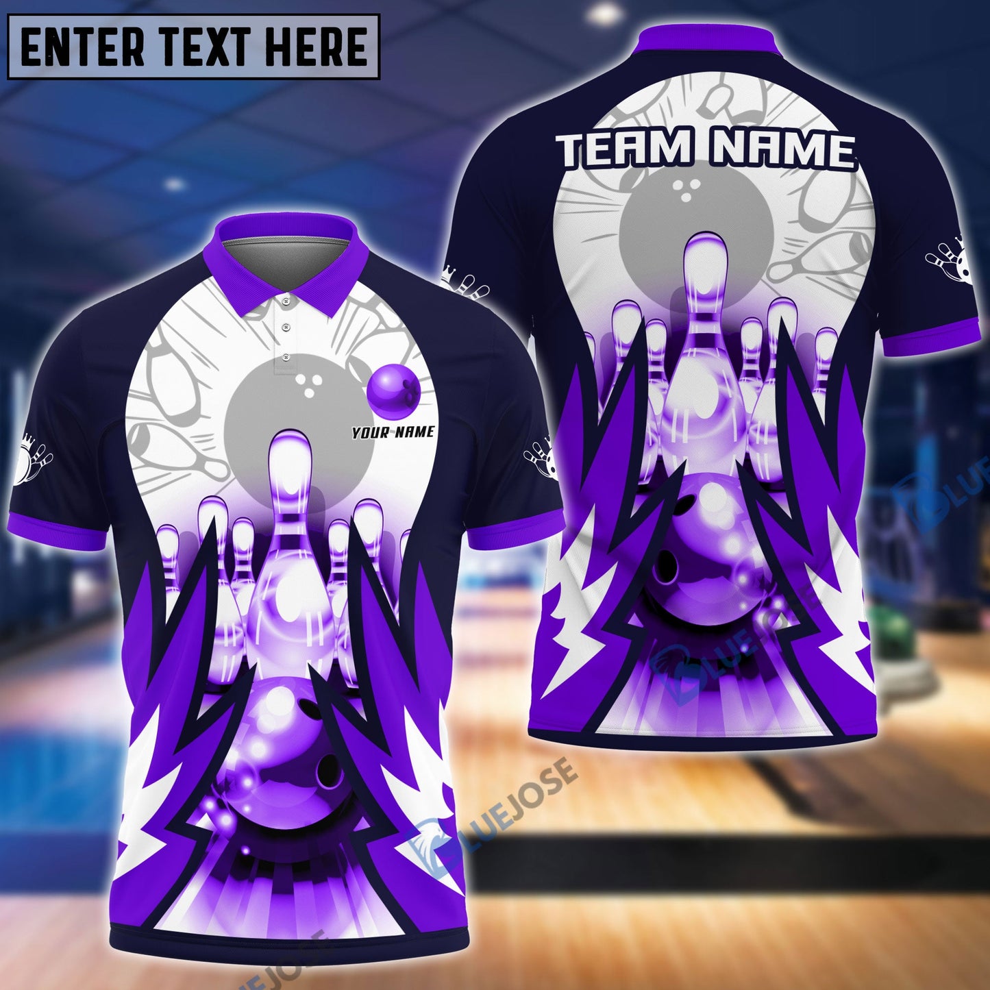 Frenzideas Bowling And Pins Wing Pattern Customized Name, Team Name 3D Shirt (4 Colors)