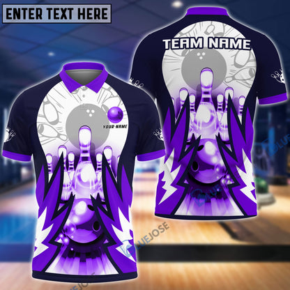 Frenzideas Bowling And Pins Wing Pattern Customized Name, Team Name 3D Shirt (4 Colors)