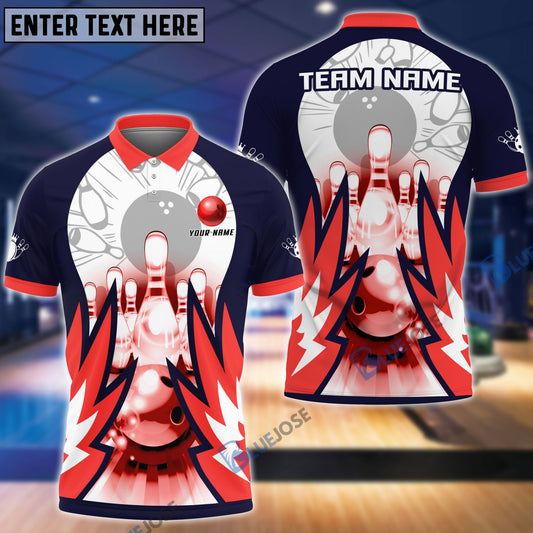 Frenzideas Bowling And Pins Wing Pattern Customized Name, Team Name 3D Shirt (4 Colors)