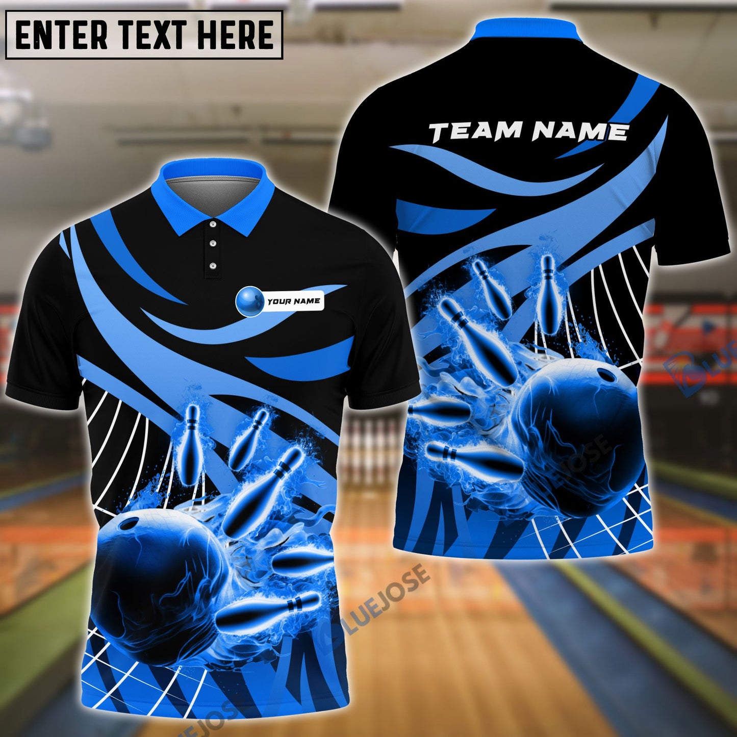 Frenzideas Bowling And Pins Broken Pattern Customized Name, Team Name 3D Shirt (4 Colors)