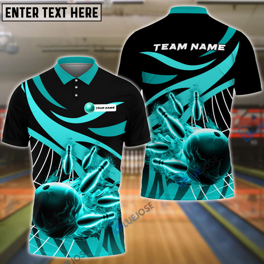 Frenzideas Bowling And Pins Broken Pattern Customized Name, Team Name 3D Shirt (4 Colors)