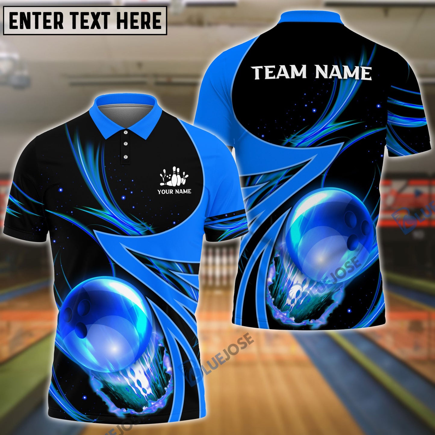 Frenzideas Bowling And Pins Galaxy Pattern Customized Name, Team Name 3D Shirt (4 Colors)