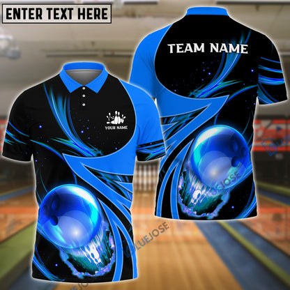 Frenzideas Bowling And Pins Galaxy Pattern Customized Name, Team Name 3D Shirt (4 Colors)