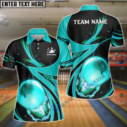 Frenzideas Bowling And Pins Galaxy Pattern Customized Name, Team Name 3D Shirt for Women (4 Colors)