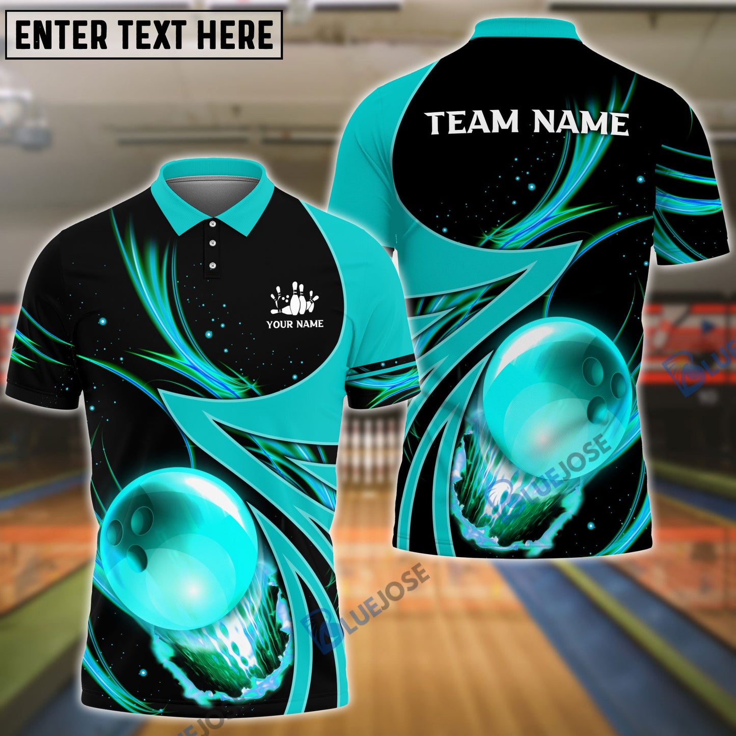 Frenzideas Bowling And Pins Galaxy Pattern Customized Name, Team Name 3D Shirt (4 Colors)