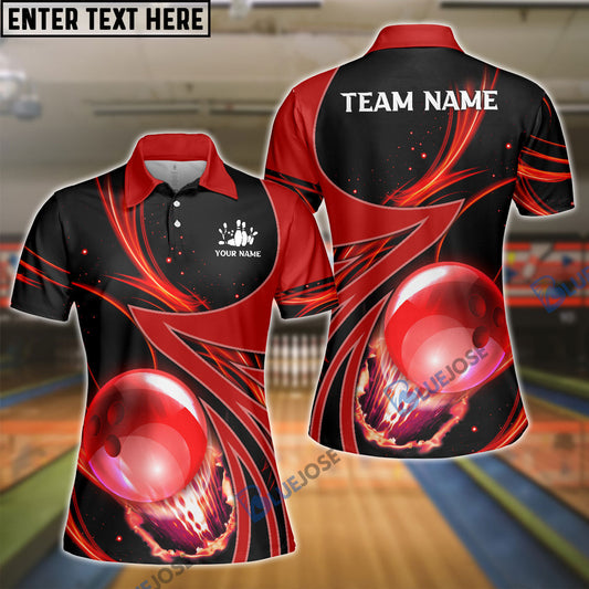 Frenzideas Bowling And Pins Galaxy Pattern Customized Name, Team Name 3D Shirt for Women (4 Colors)