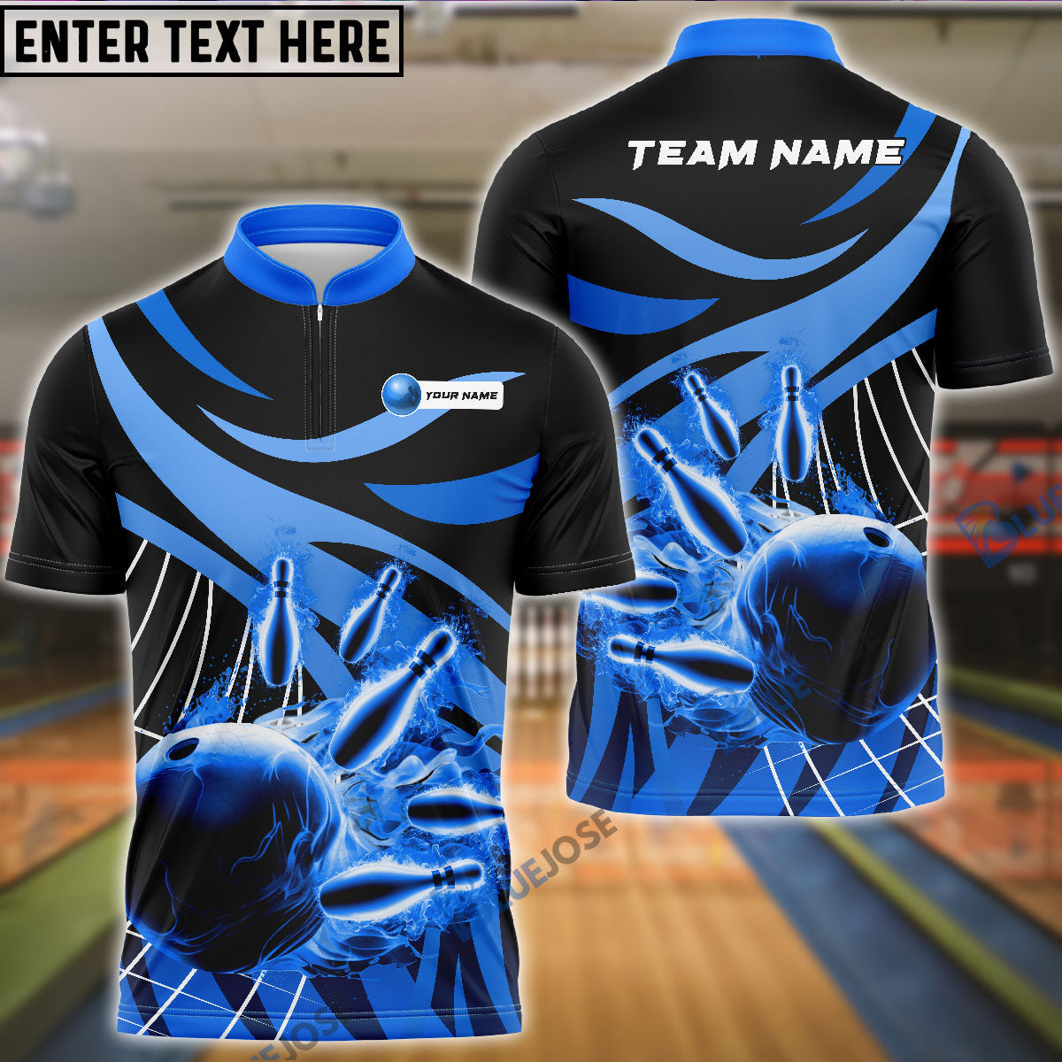 Frenzideas Bowling And Pins Broken Pattern Customized Name, Team Name 3D Shirt (4 Colors)