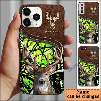 frenzidea Deer Hunting Leather Pattern Personalized Name Phone Case (4 colors)
