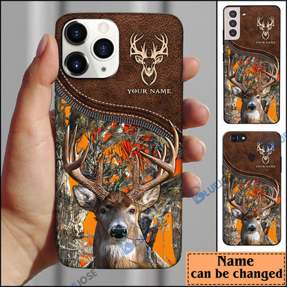 frenzidea Deer Hunting Leather Pattern Personalized Name Phone Case (4 colors)