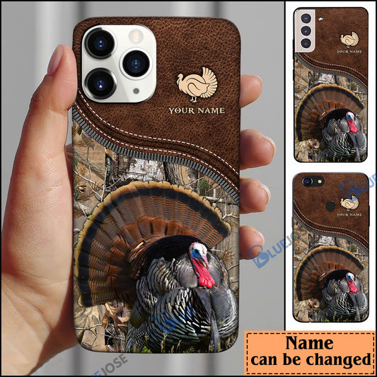 frenzidea Turkey Hunting Leather Pattern Personalized Name Phone Case