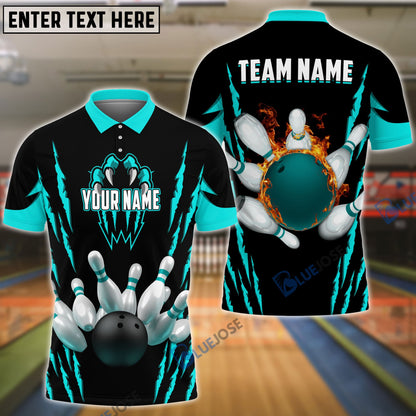 Frenzideas Bowling And Pins Monster Pattern Customized Name, Team Name 3D Shirt (4 Colors)