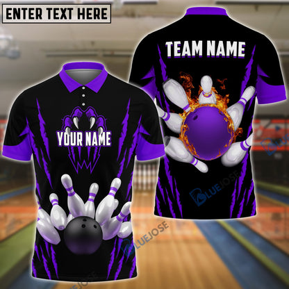 Frenzideas Bowling And Pins Monster Pattern Customized Name, Team Name 3D Shirt (4 Colors)