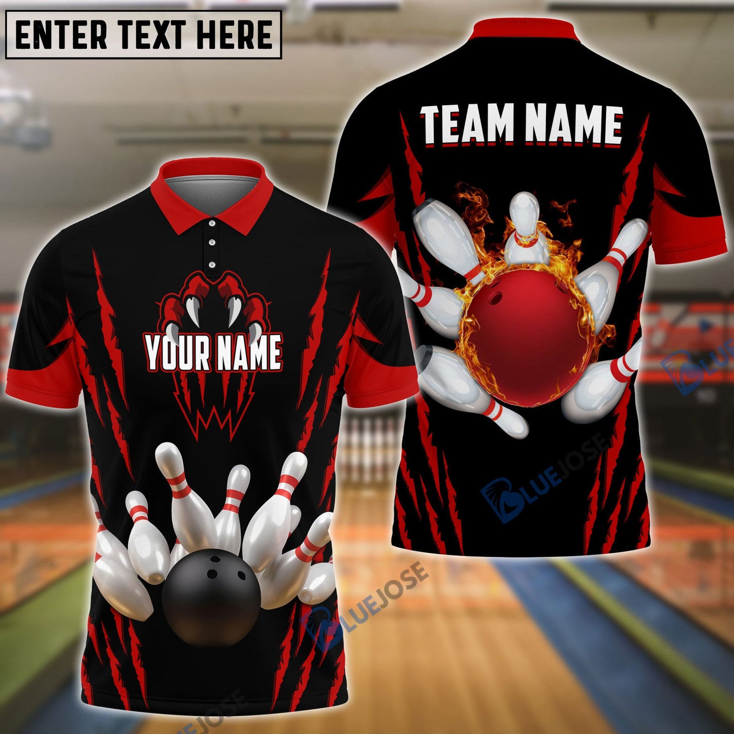 Frenzideas Bowling And Pins Monster Pattern Customized Name, Team Name 3D Shirt (4 Colors)