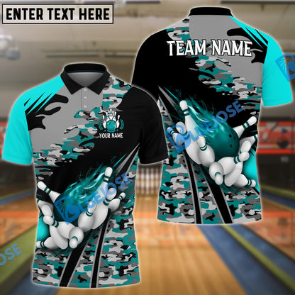 Frenzideas Bowling And Pins Runway Customized Name 3D Shirt (4 Colors)