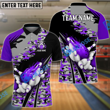Frenzideas Bowling And Pins Runway Customized Name 3D Shirt (4 Colors)