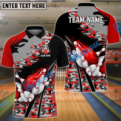 Frenzideas Bowling And Pins Runway Customized Name 3D Shirt (4 Colors)