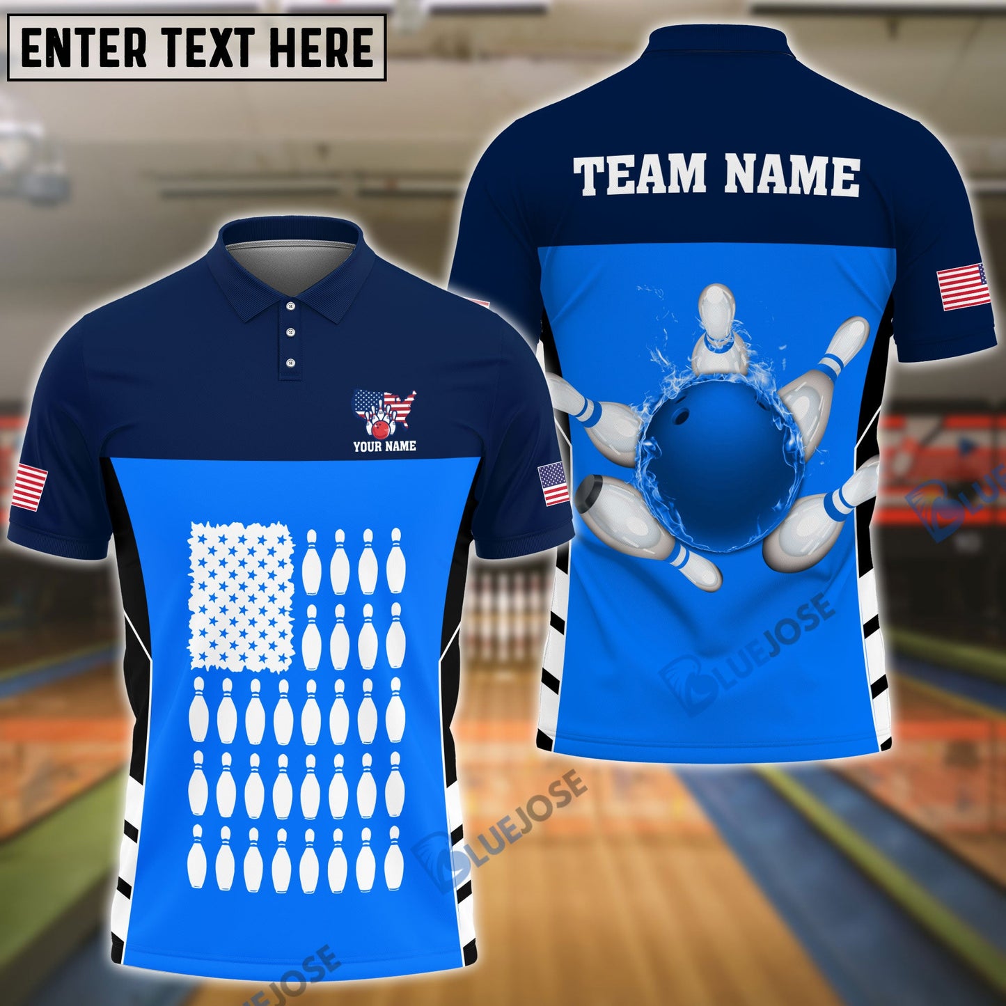 frenzidea Bowling And Pins Flag Pins Pattern Customized Name 3D Shirt (5 Colors)