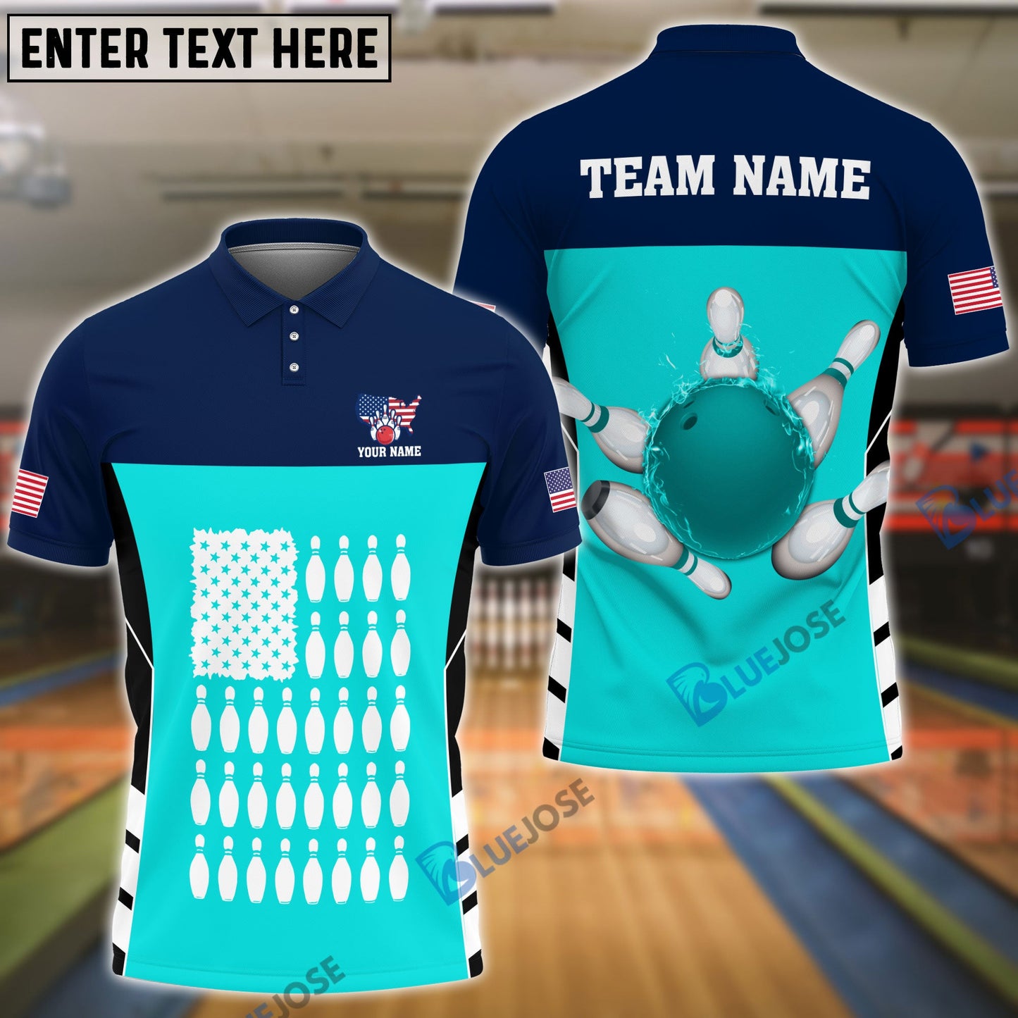 frenzidea Bowling And Pins Flag Pins Pattern Customized Name 3D Shirt (5 Colors)