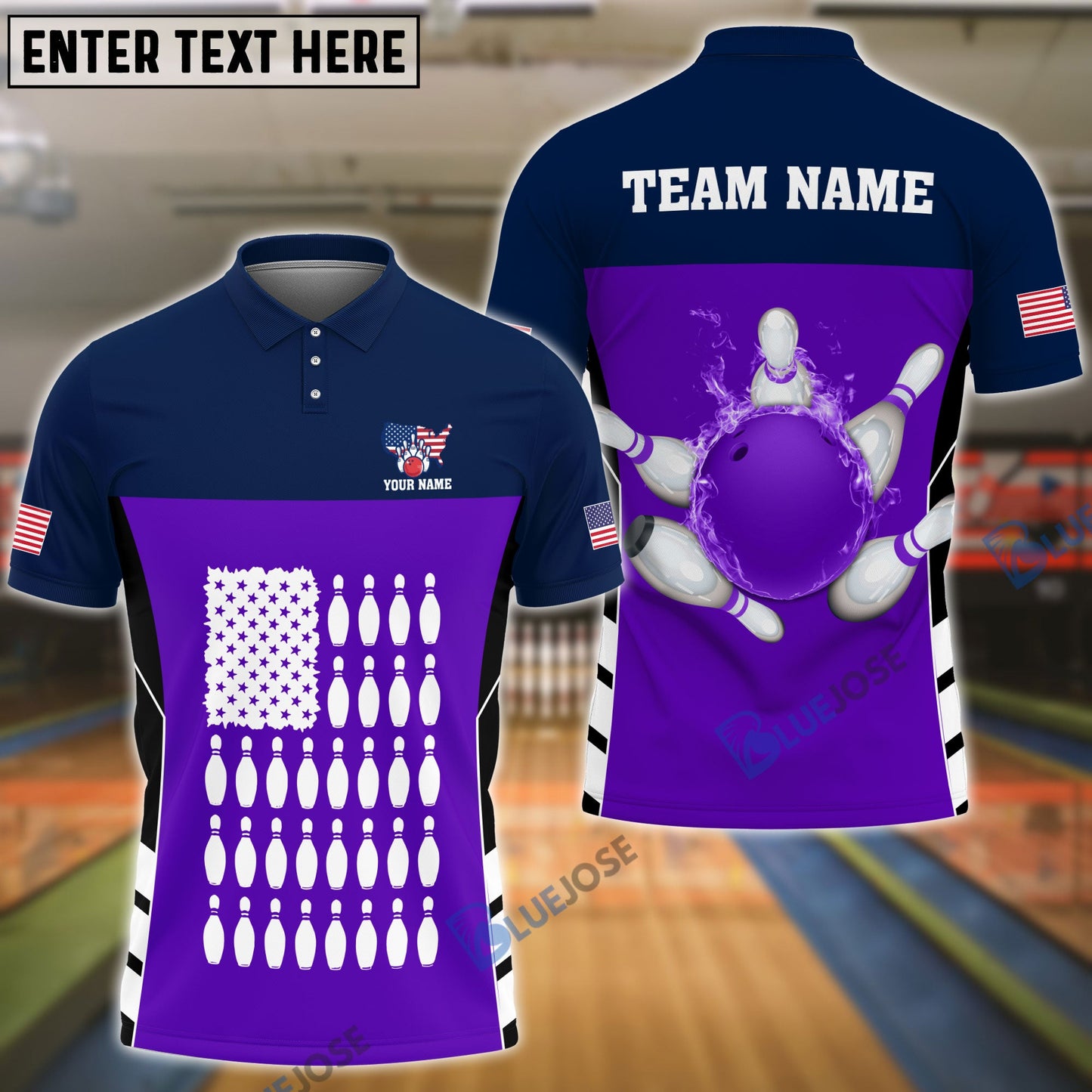 frenzidea Bowling And Pins Flag Pins Pattern Customized Name 3D Shirt (5 Colors)