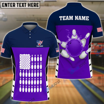 frenzidea Bowling And Pins Flag Pins Pattern Customized Name 3D Shirt (5 Colors)