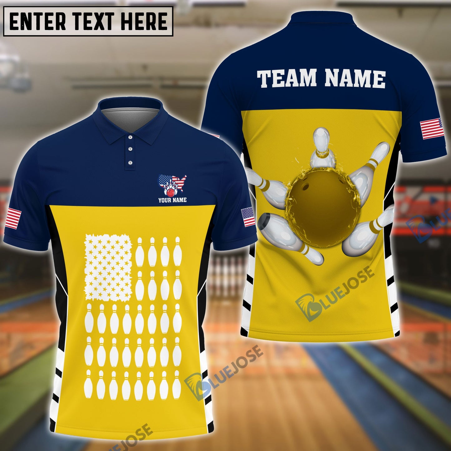 frenzidea Bowling And Pins Flag Pins Pattern Customized Name 3D Shirt (5 Colors)