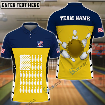 frenzidea Bowling And Pins Flag Pins Pattern Customized Name 3D Shirt (5 Colors)