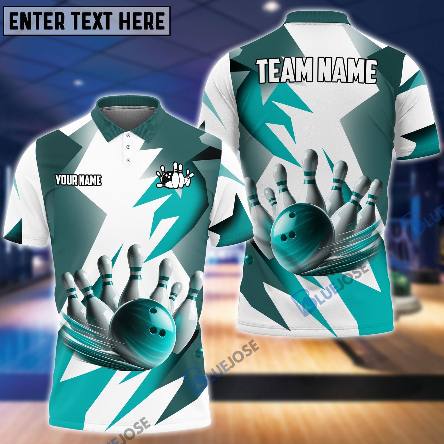 Frenzideas Bowling And Pins Light And Shadow Customized Name, Team Name 3D Shirt (4 Colors)