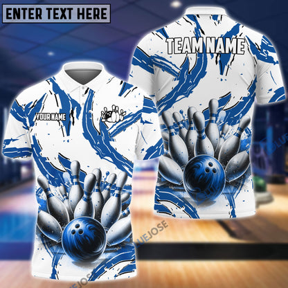 Frenzideas Bowling And Pins Cracks Customized Name, Team Name 3D Shirt (4 Colors)