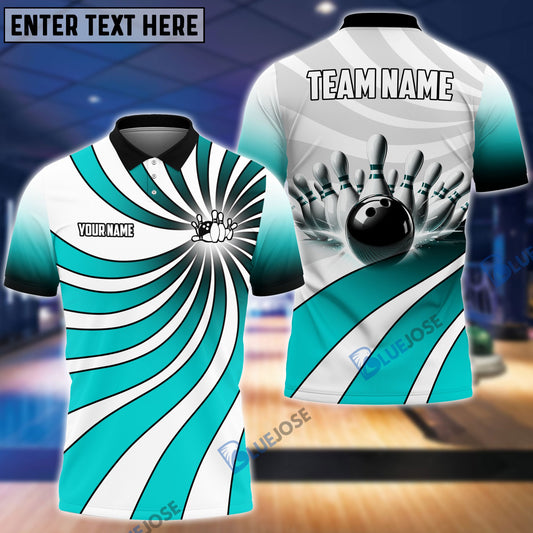 Frenzidea Bowling Ball And Pins Vortex Customized Name 3D Shirt (4 Colors)