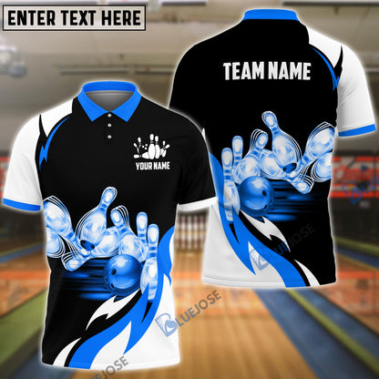 frenzideas Bowling and Pins Broken Fire Pattern Personalized Name, Team Name 3D Shirt (4 Colors)
