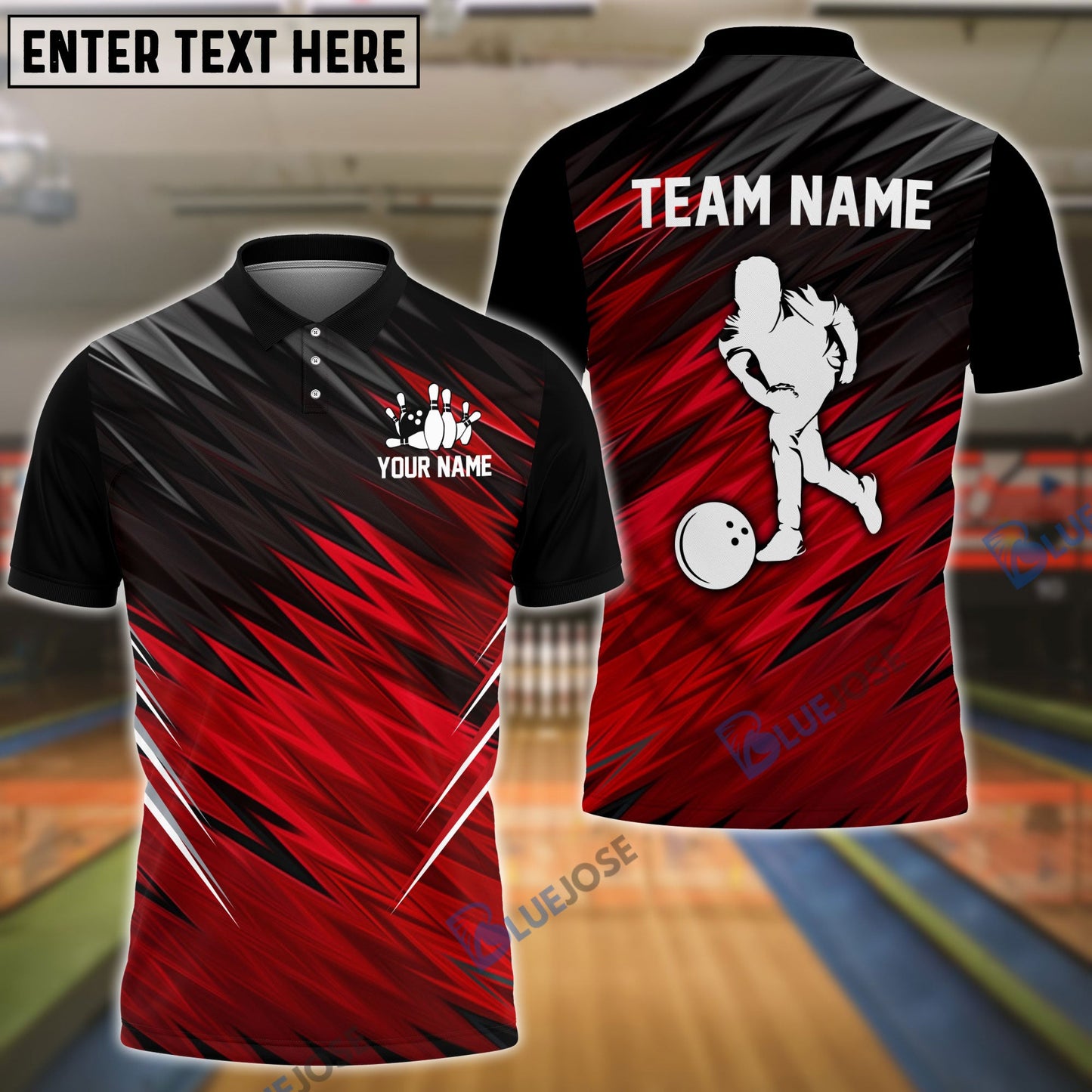 frenzideas Bowling Player Pattern Personalized Name, Team Name 3D Shirt