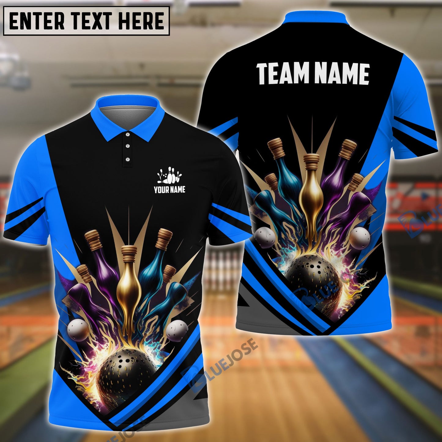 Frenzidea Bowling And Pins Geode Pattern Customized Name 3D Shirt (4 Colors)