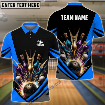 Frenzidea Bowling And Pins Geode Pattern Customized Name 3D Shirt (4 Colors)