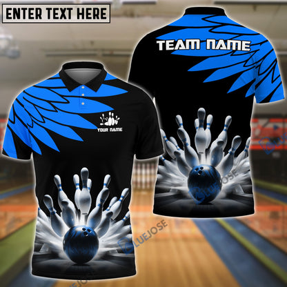 Frenzidea Bowling And Pins Cool Wings Pattern Pattern Customized Name 3D Shirt (5 Colors)