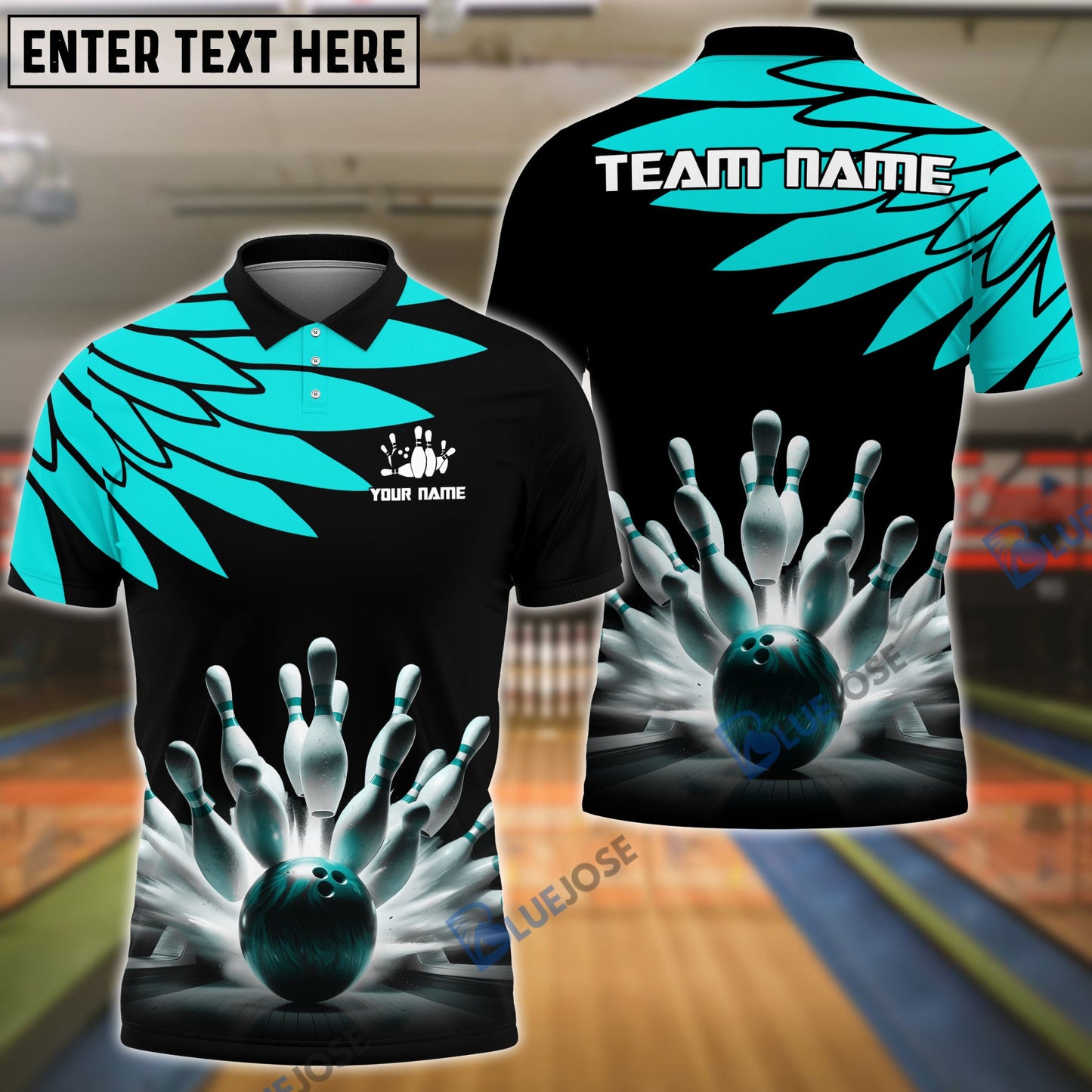 Frenzidea Bowling And Pins Cool Wings Pattern Pattern Customized Name 3D Shirt (5 Colors)