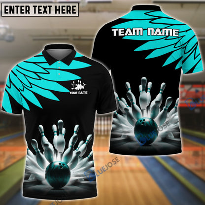Frenzidea Bowling And Pins Cool Wings Pattern Pattern Customized Name 3D Shirt (5 Colors)