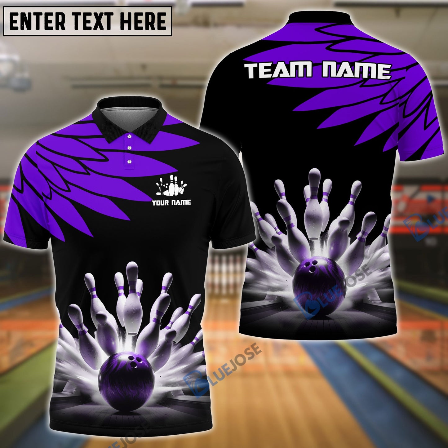 Frenzidea Bowling And Pins Cool Wings Pattern Pattern Customized Name 3D Shirt (5 Colors)
