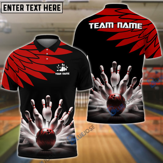 Frenzidea Bowling And Pins Cool Wings Pattern Pattern Customized Name 3D Shirt (5 Colors)