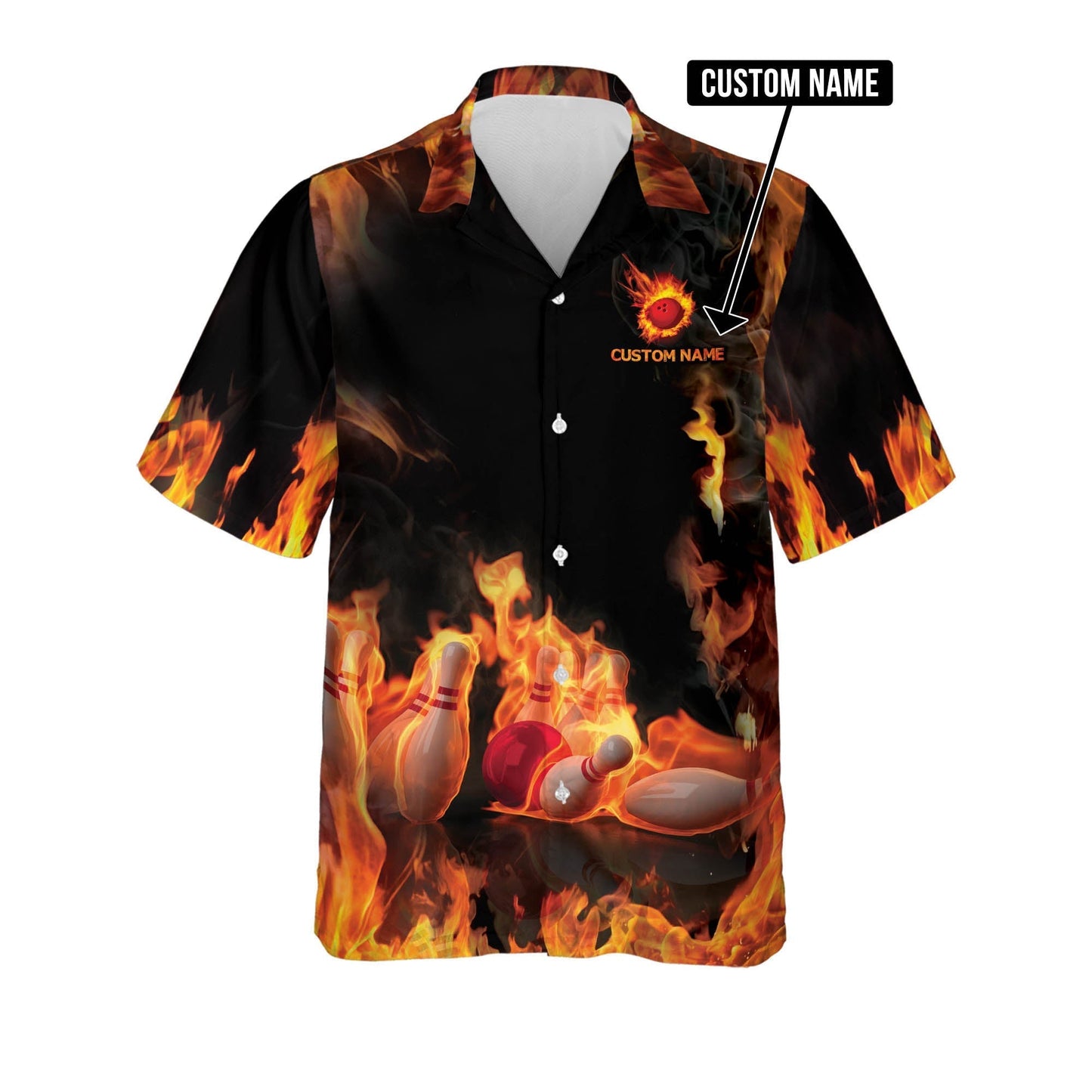 Frenzideas Bowling Champion Personalized Name Hawaiian Shirt