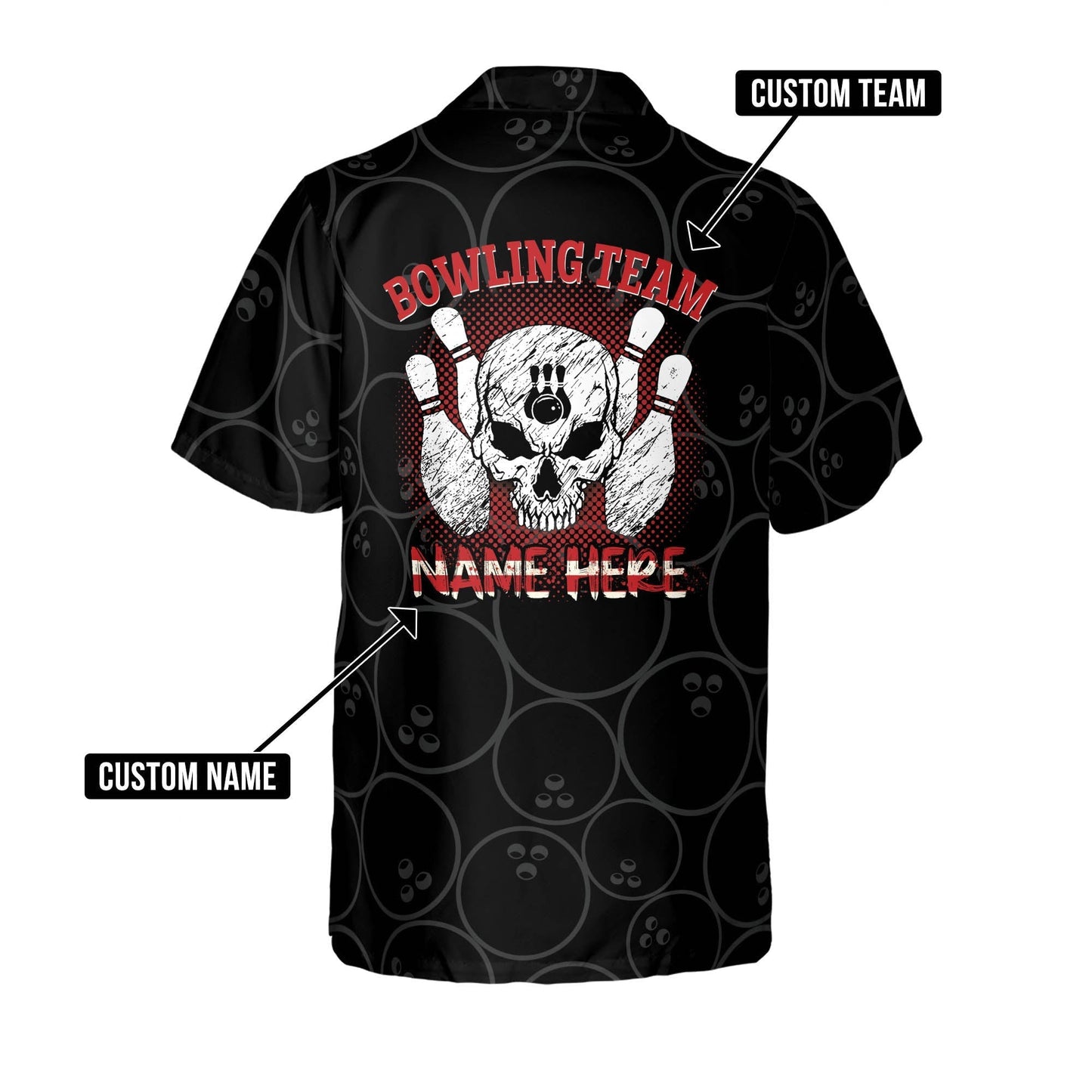 Frenzideas Funny Flame Skull Bowling Team Personalized Name Hawaiian Shirt
