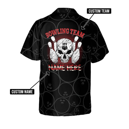 Frenzideas Funny Flame Skull Bowling Team Personalized Name Hawaiian Shirt