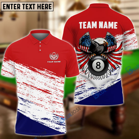 Frenzidea Billiards Eagle Red & Blue Personalized Name Shirt