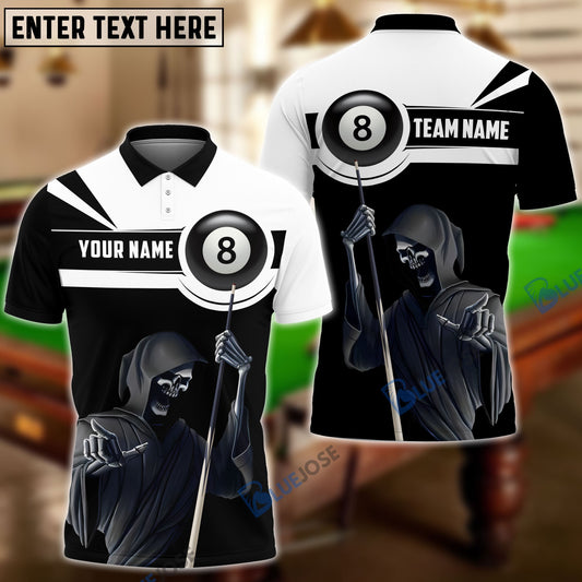 Frenzidea Billiards Reaper Black & White Personalized Name Shirt