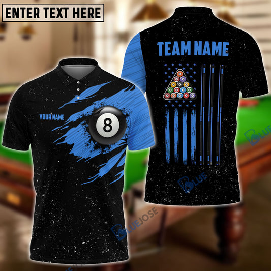 frenzidea Billiards USA Flag Blue Personalized Shirt