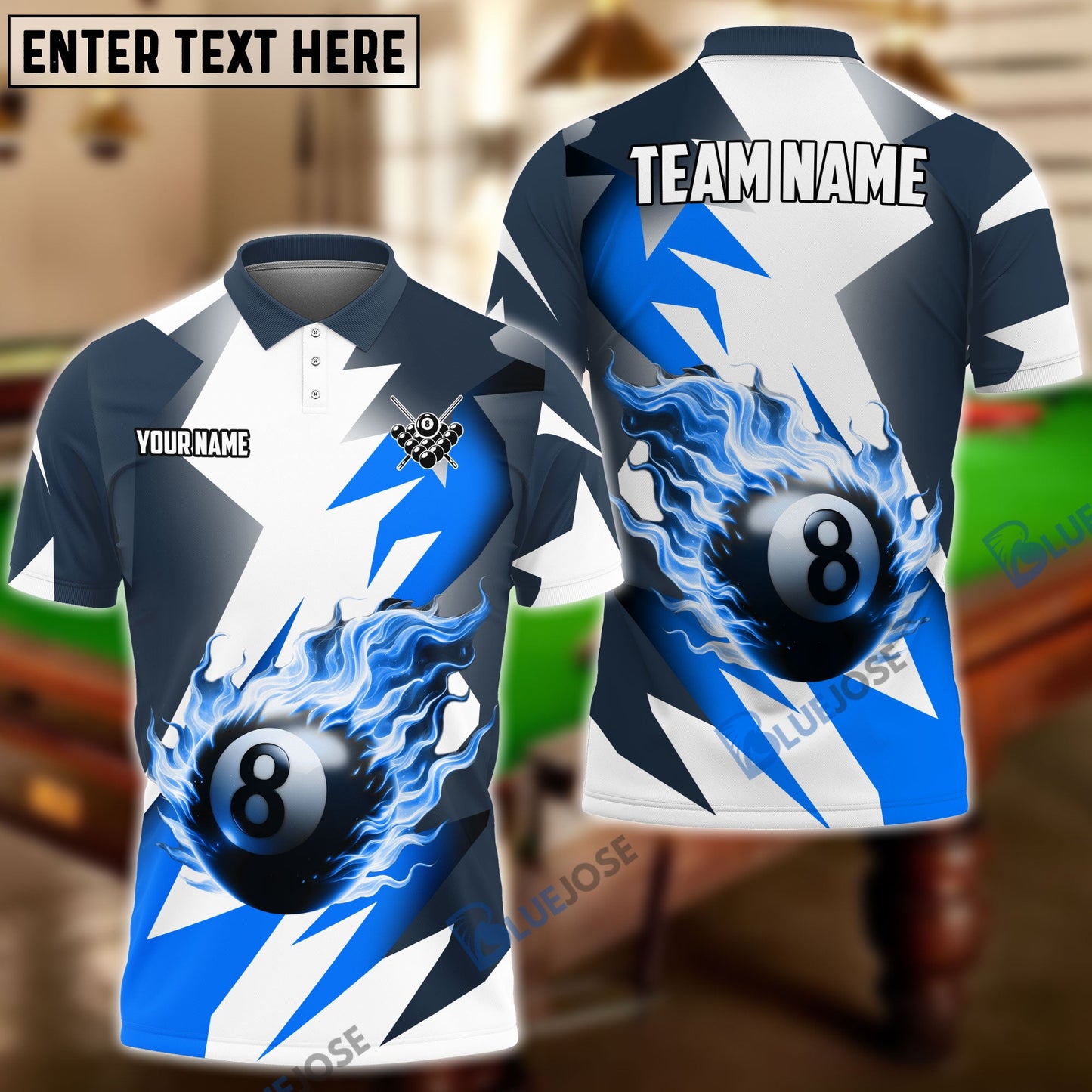 Frenzidea Billiards Fire Cube Pattern Personalized Shirt (4 Colors)